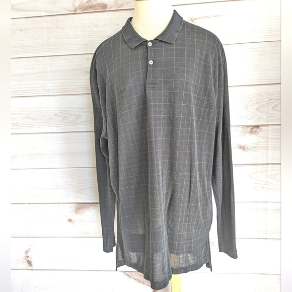 Polo By Ralph Lauren Vintage Plaid Golf Shirt in Black and Purple Checker Sz XL - Picture 1 of 9